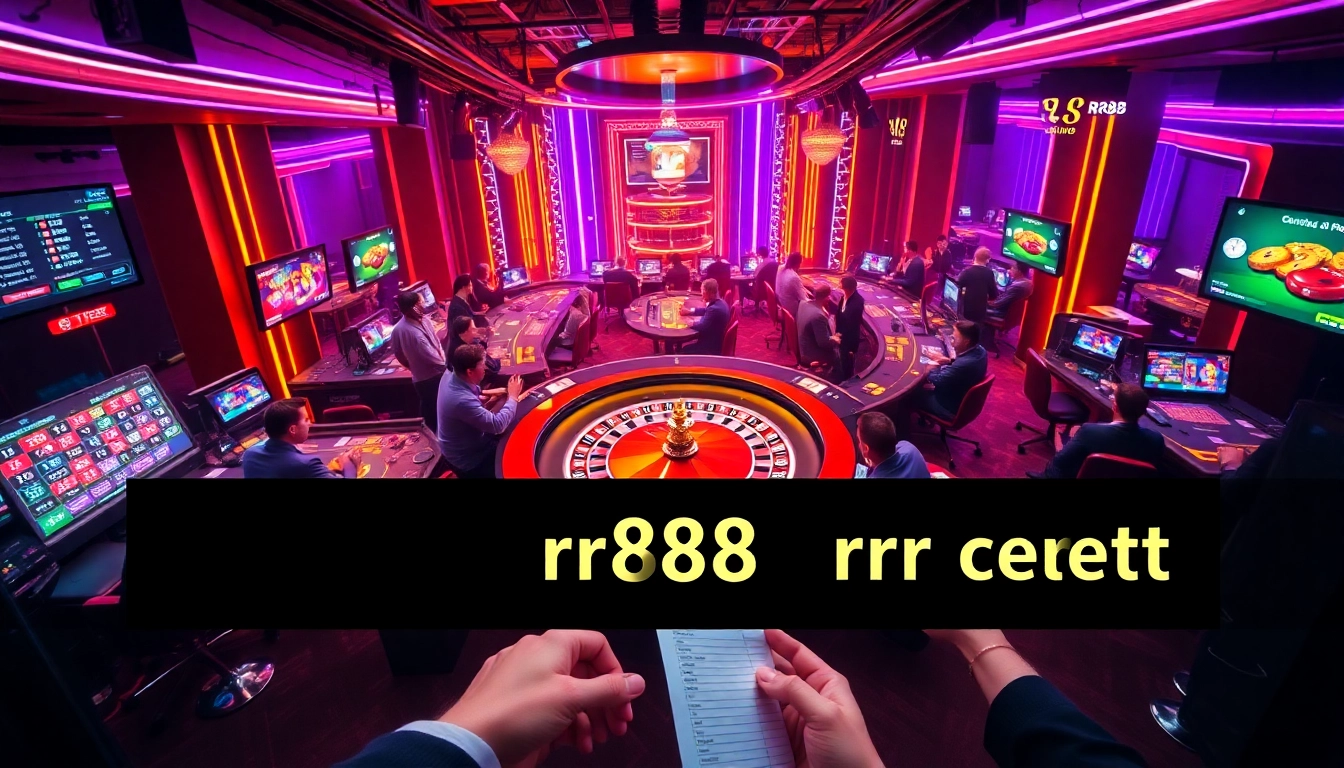 Experience the excitement of rr88 credit at a vibrant online casino, featuring a thrilling roulette table and lively players.